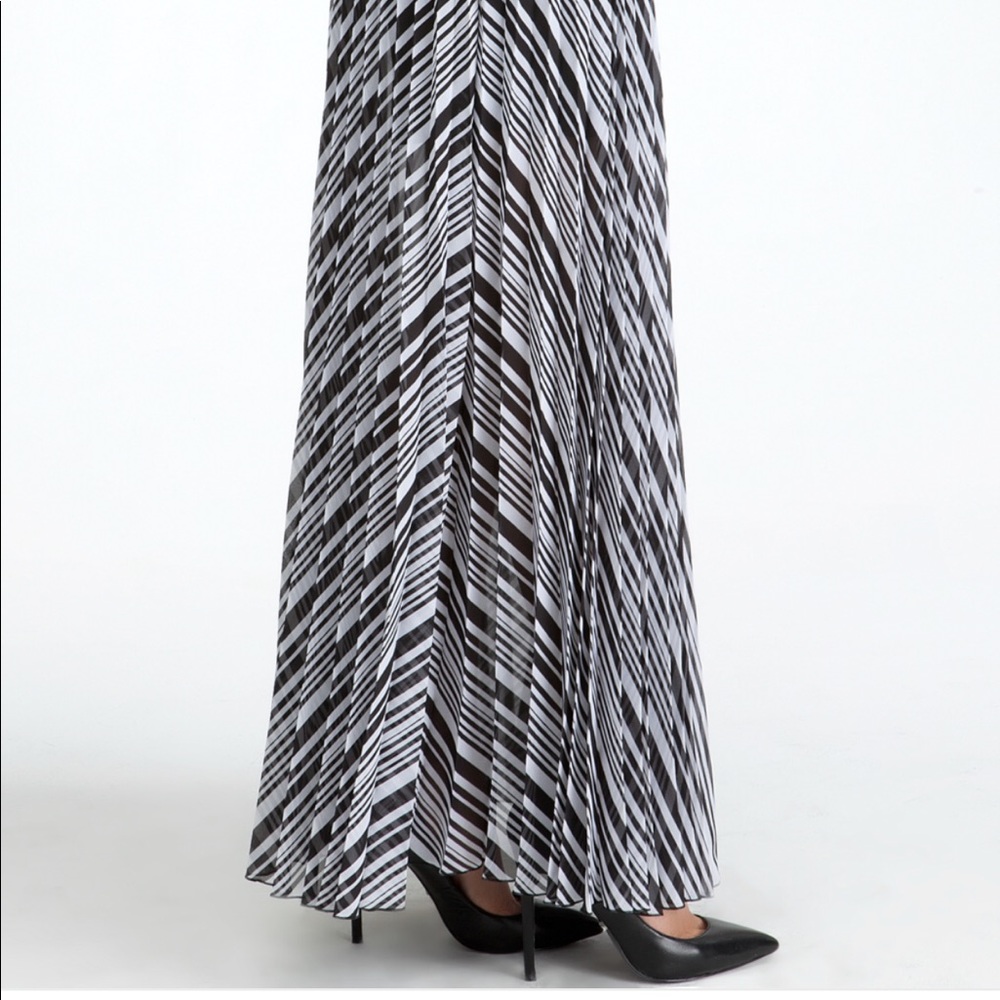 EUC Bebe long pleaded black and white skirt